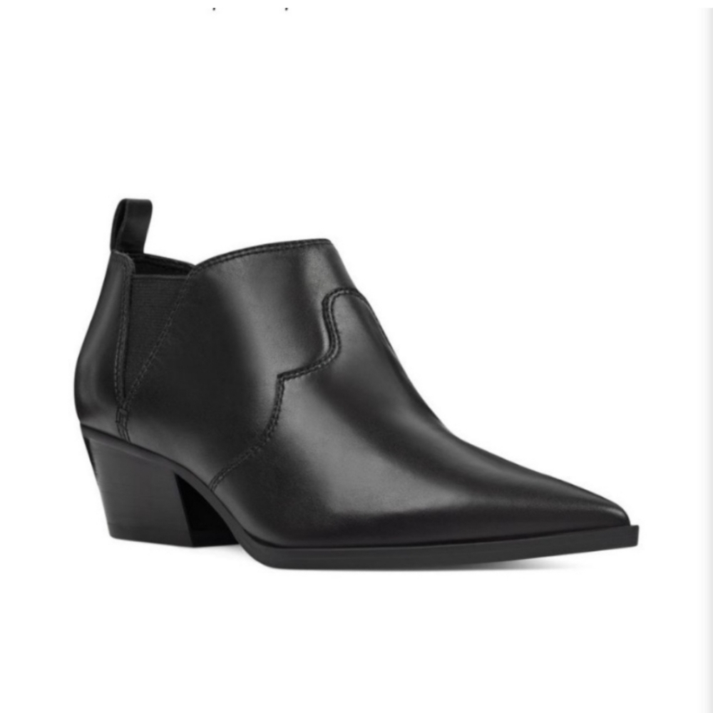 Nine West Cahluz Black Leather Western Bootie Womens Size 8